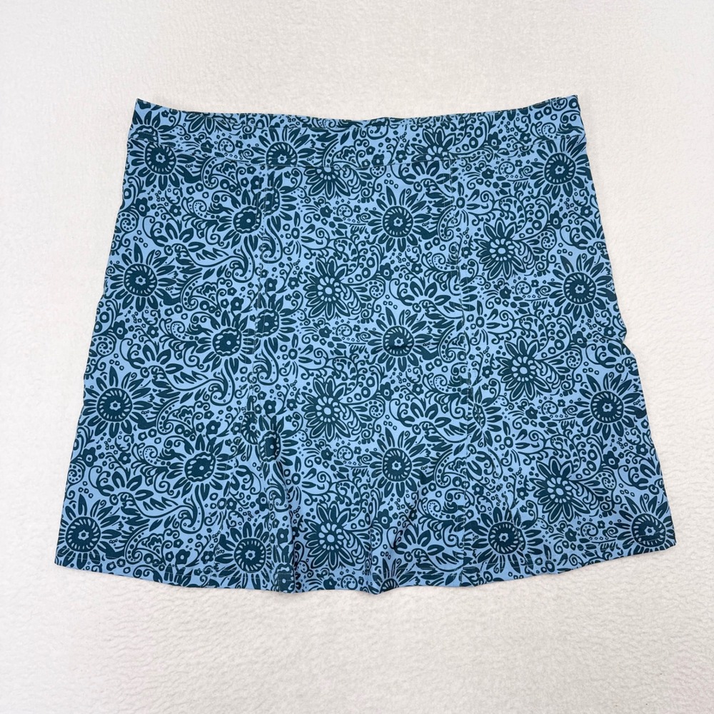 Ripskirt Skirt Size XL Length 1 Blue Floral Hawaiian Vacation Wrap Casual - Picture 2 of 8